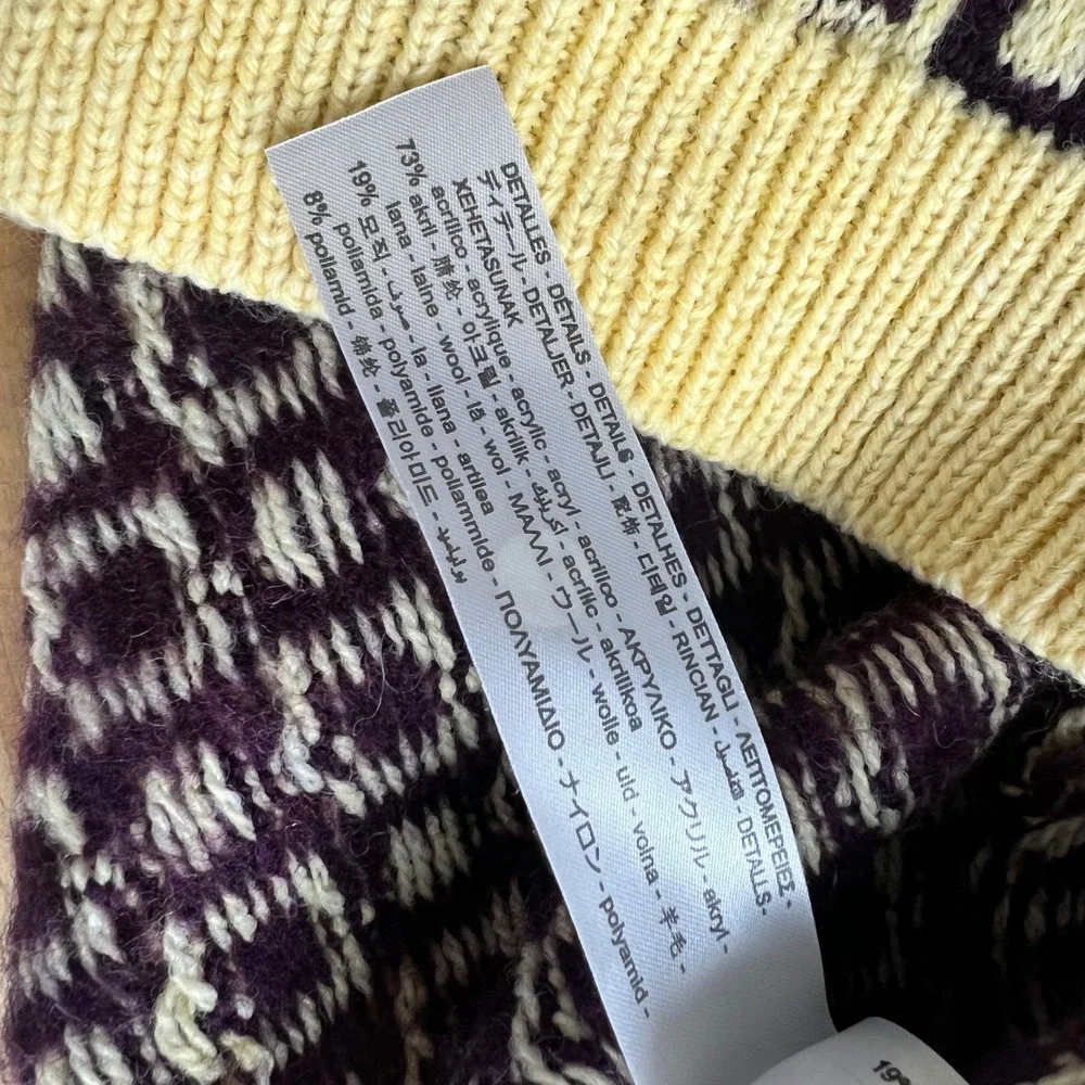 Zara‎ Cardigan Sweater Geometric Collared Size Small Yellow NEW Retro Wool Blend